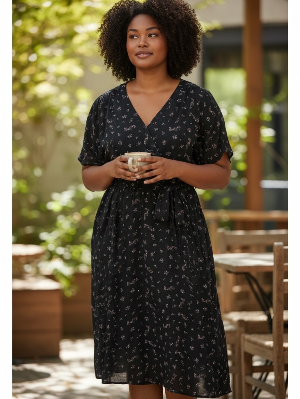 IN EVERY STORY plus size  Navy Floral print  Tie-Waist Tunic Dress size 5X